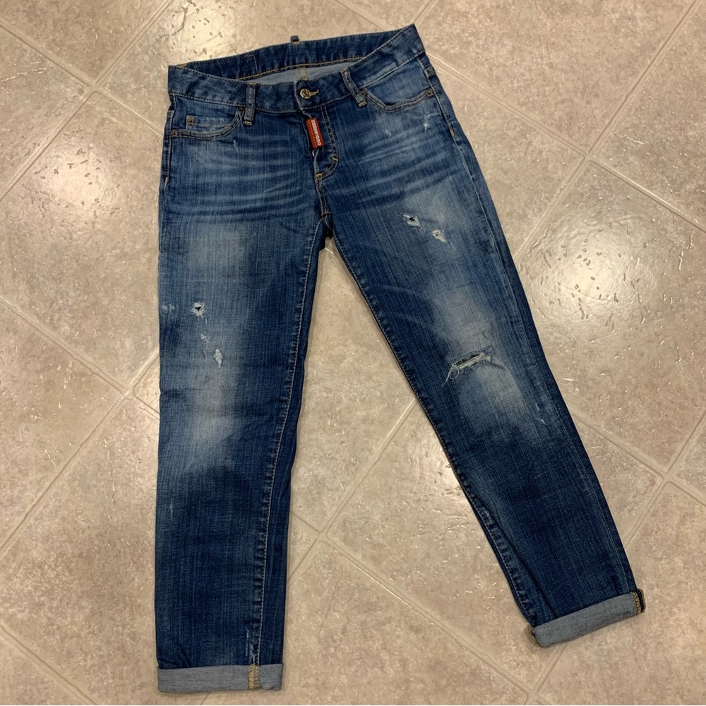DSQUARED2 Distressed Low Rise Jeans, Italy Size 36
